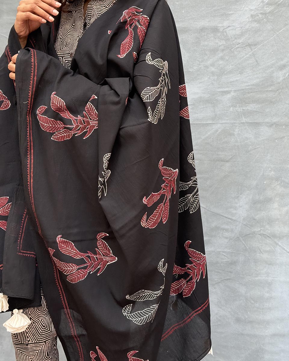 Drifting Through Dawn Blockprinted Cotton Dupatta