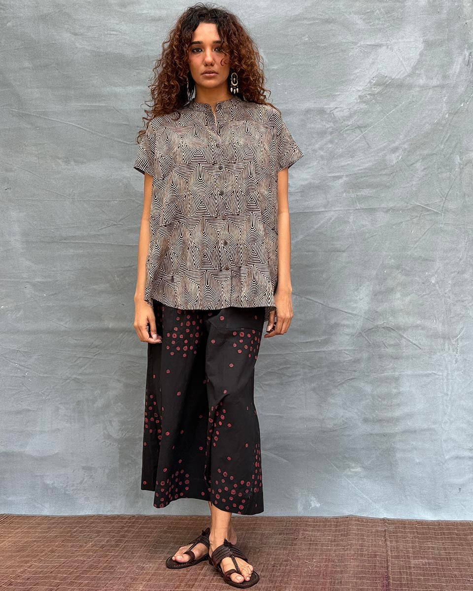 Amber Horizon Blockprinted Cotton Top