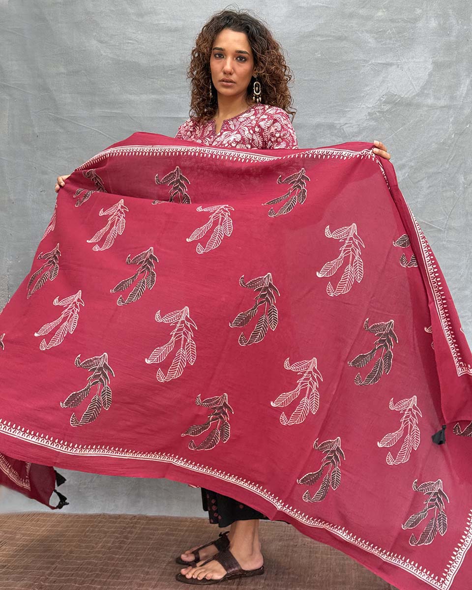 Hues of Horizon Blockprinted Cotton Dupatta