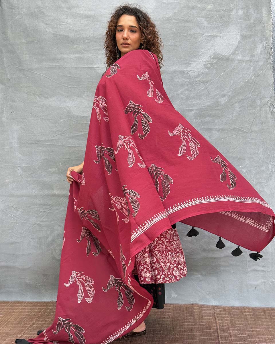 Hues of Horizon Blockprinted Cotton Dupatta