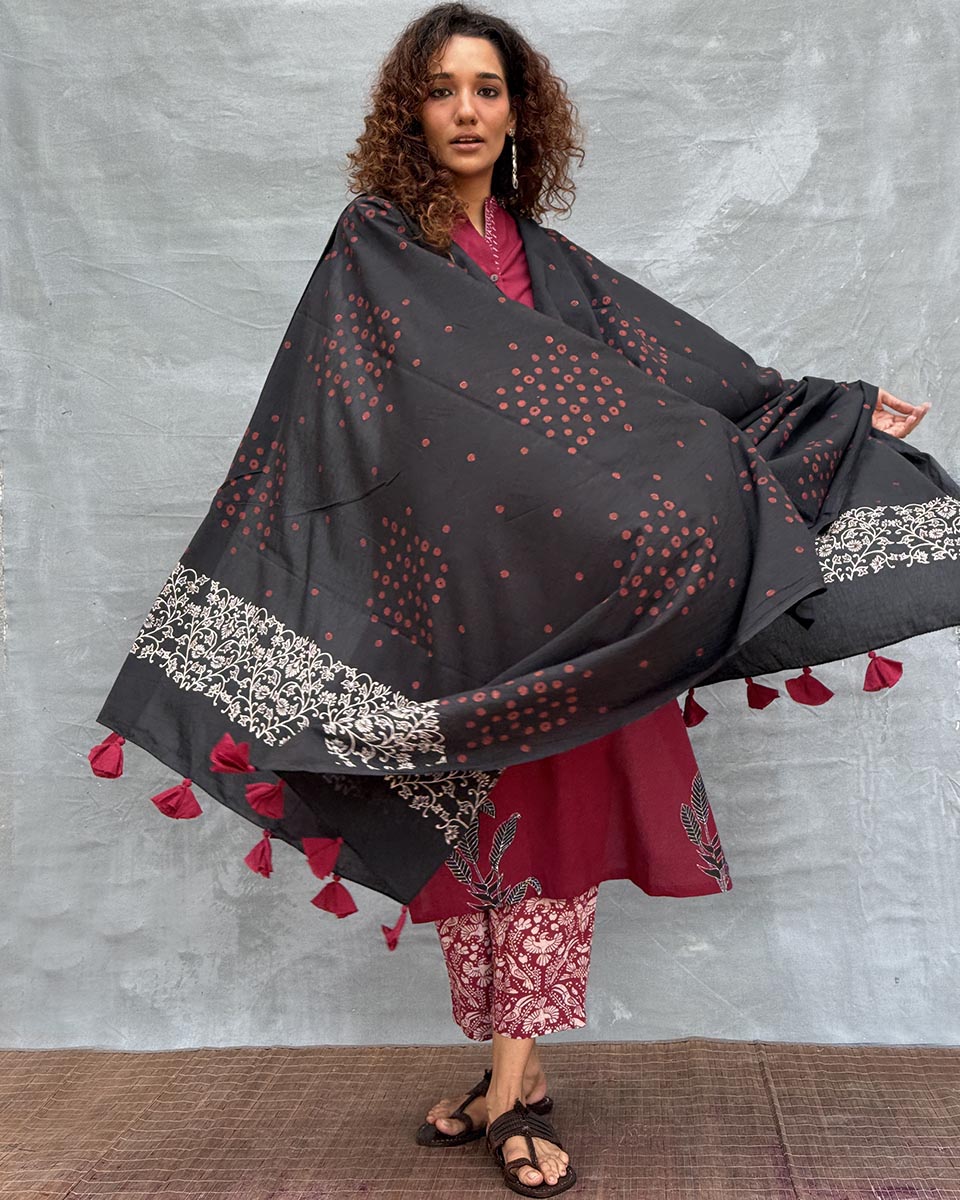 Hymn of Hills Blockprinted Cotton Dupatta