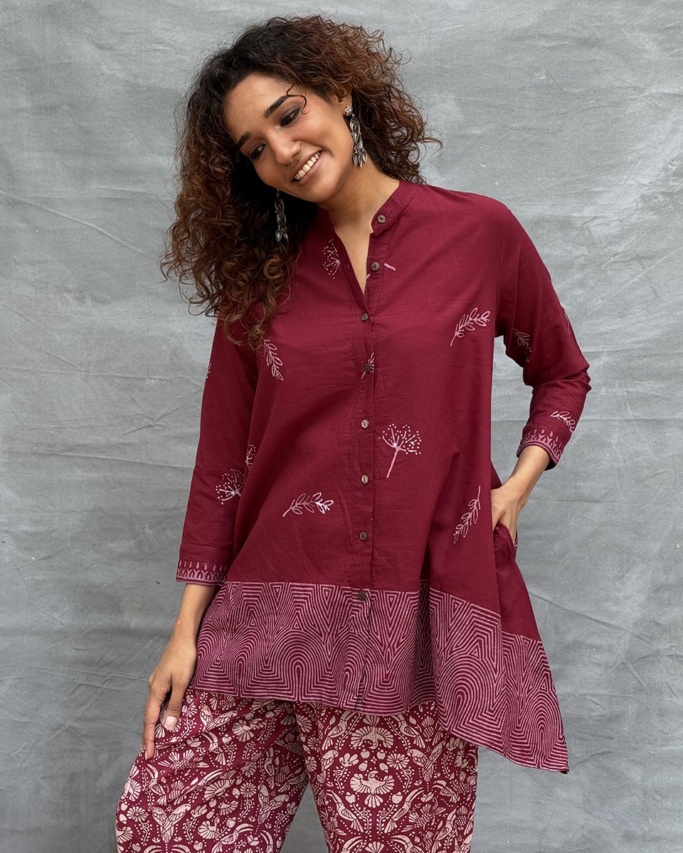 Chirp of Dawn Blockprinted Cotton Top