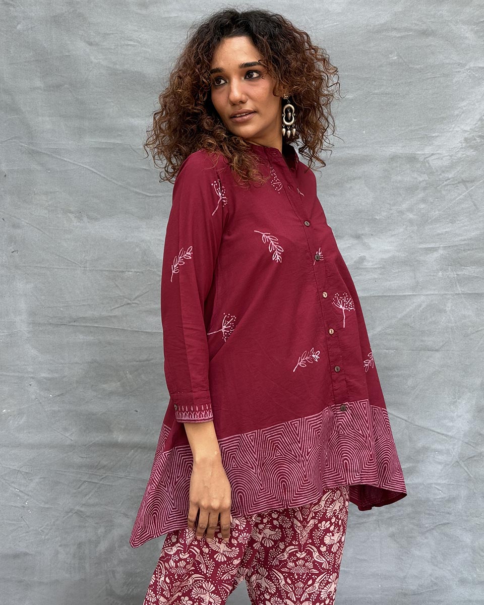 Chirp of Dawn Blockprinted Cotton Top