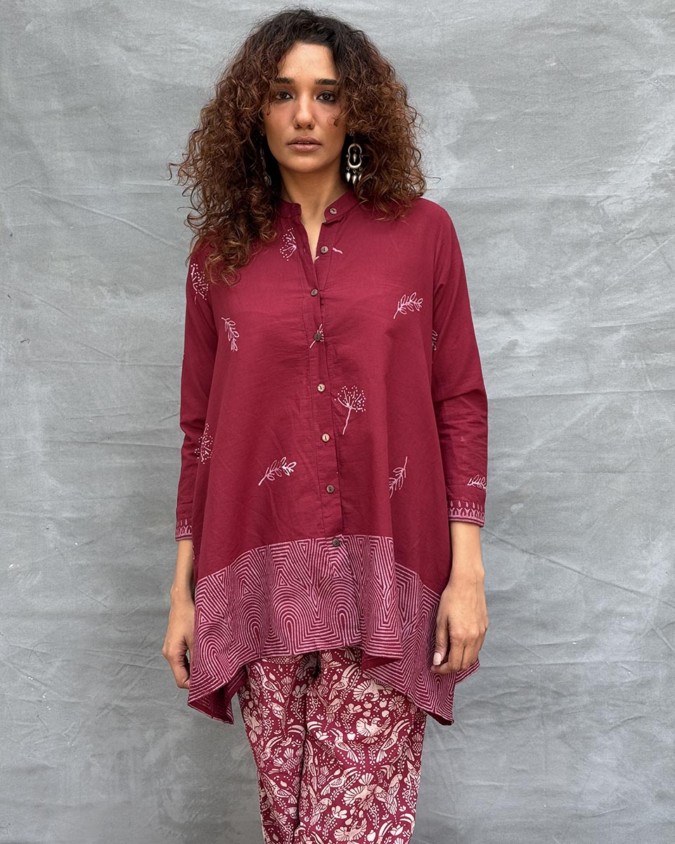 Chirp of Dawn Blockprinted Cotton Top