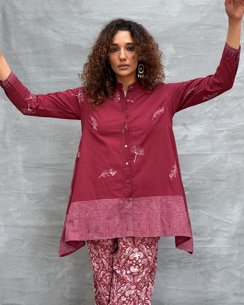 Chirp of Dawn Blockprinted Cotton Top