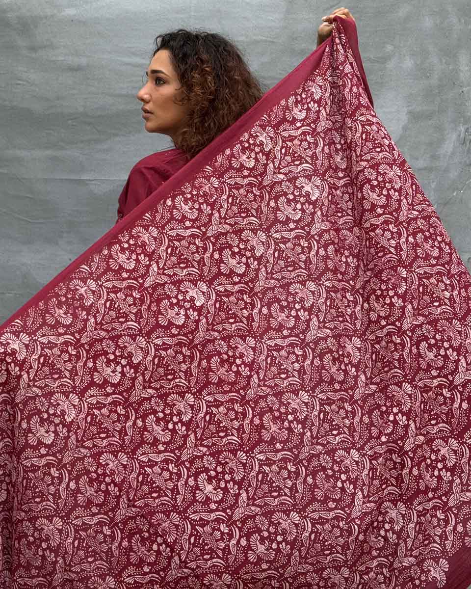 Melody of Meadows Blockprinted Cotton Dupatta