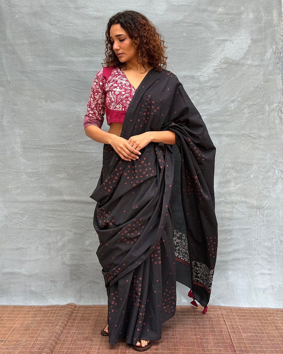 Song of Soil Blockprinted Cotton Saree