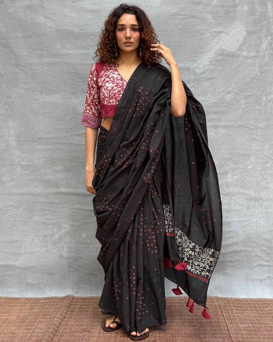 Song of Soil Blockprinted Cotton Saree