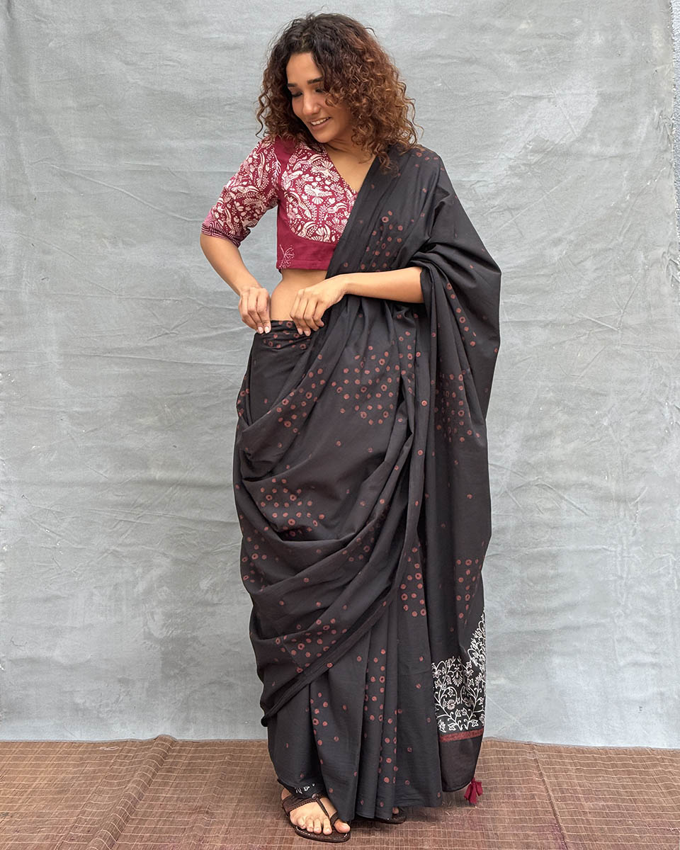 Song of Soil Blockprinted Cotton Saree