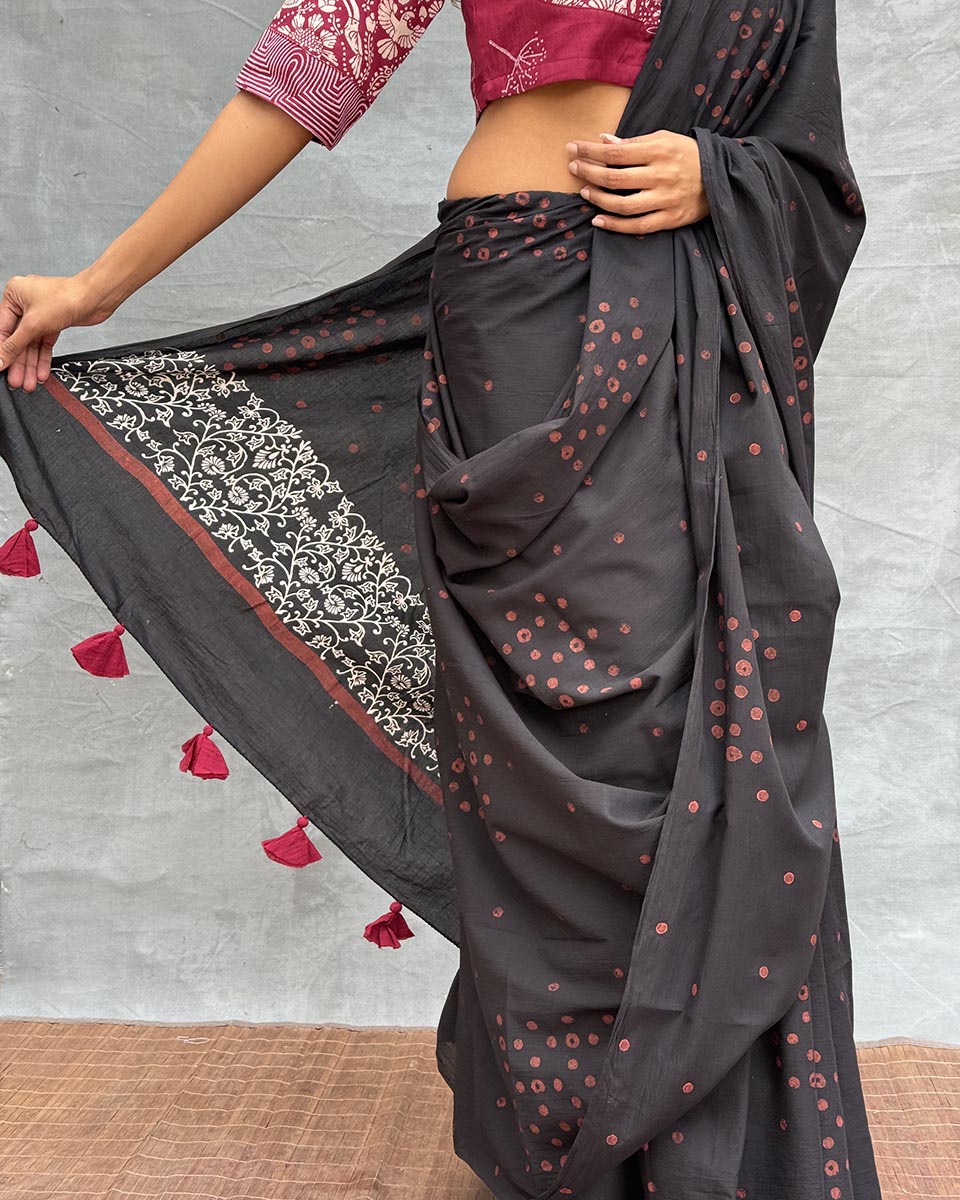 Song of Soil Blockprinted Cotton Saree