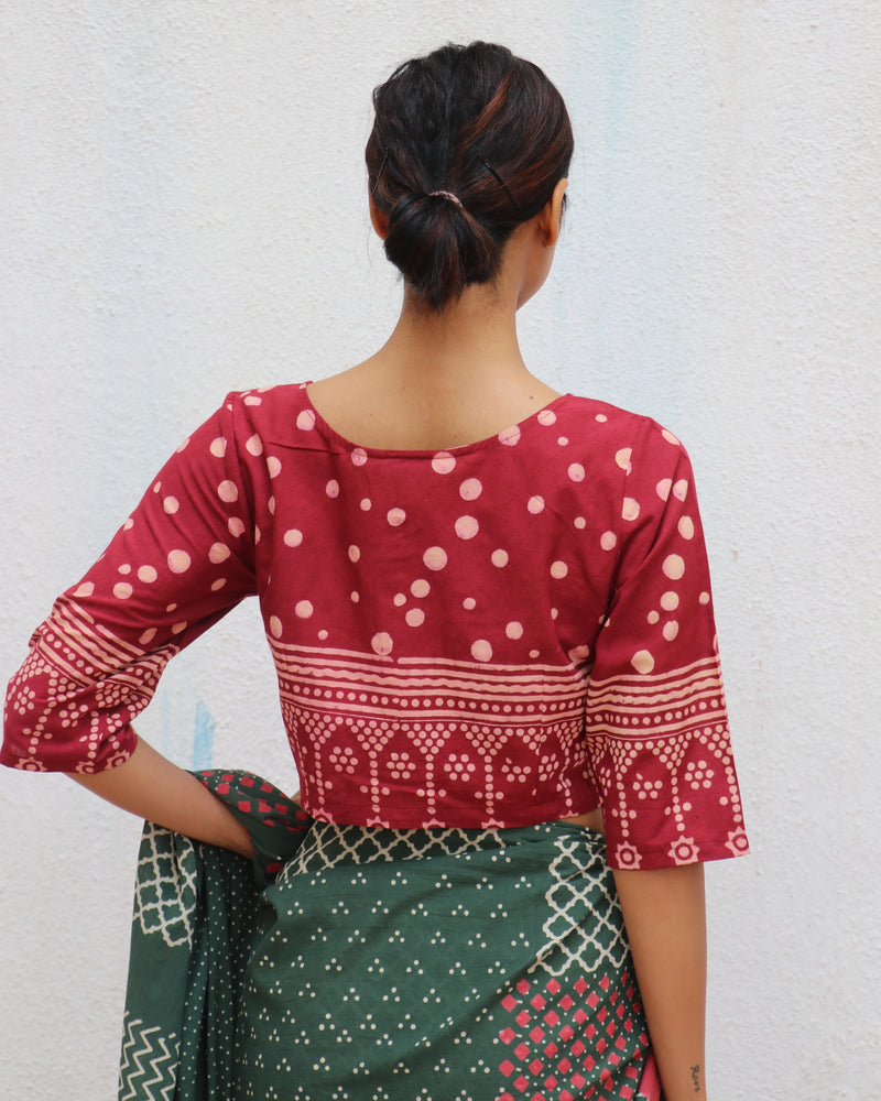 Archive of Longing Handblock Printed Cotton Crop Top Blouse