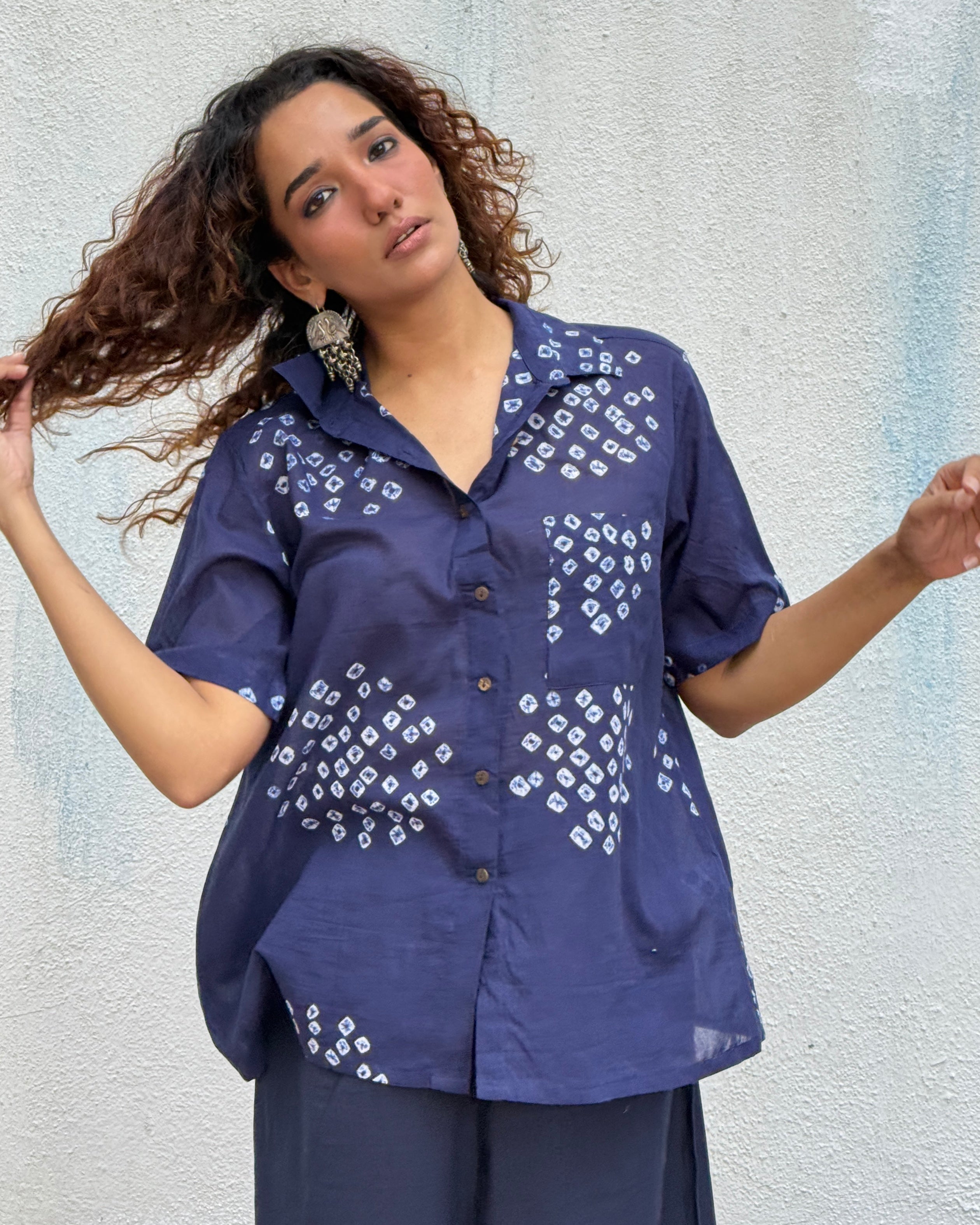 Iris Bandhej Cotton Shirt