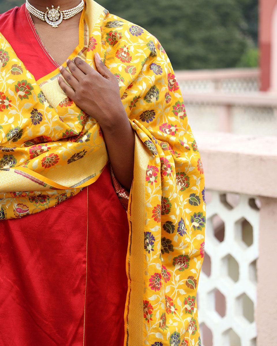 Ibadat Handwoven Banarasi Kimkhab Brocade Dupatta