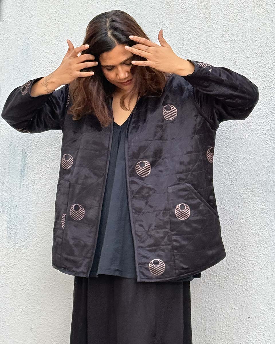 Moonchild Mashru Silk Reversible Quilted Jacket