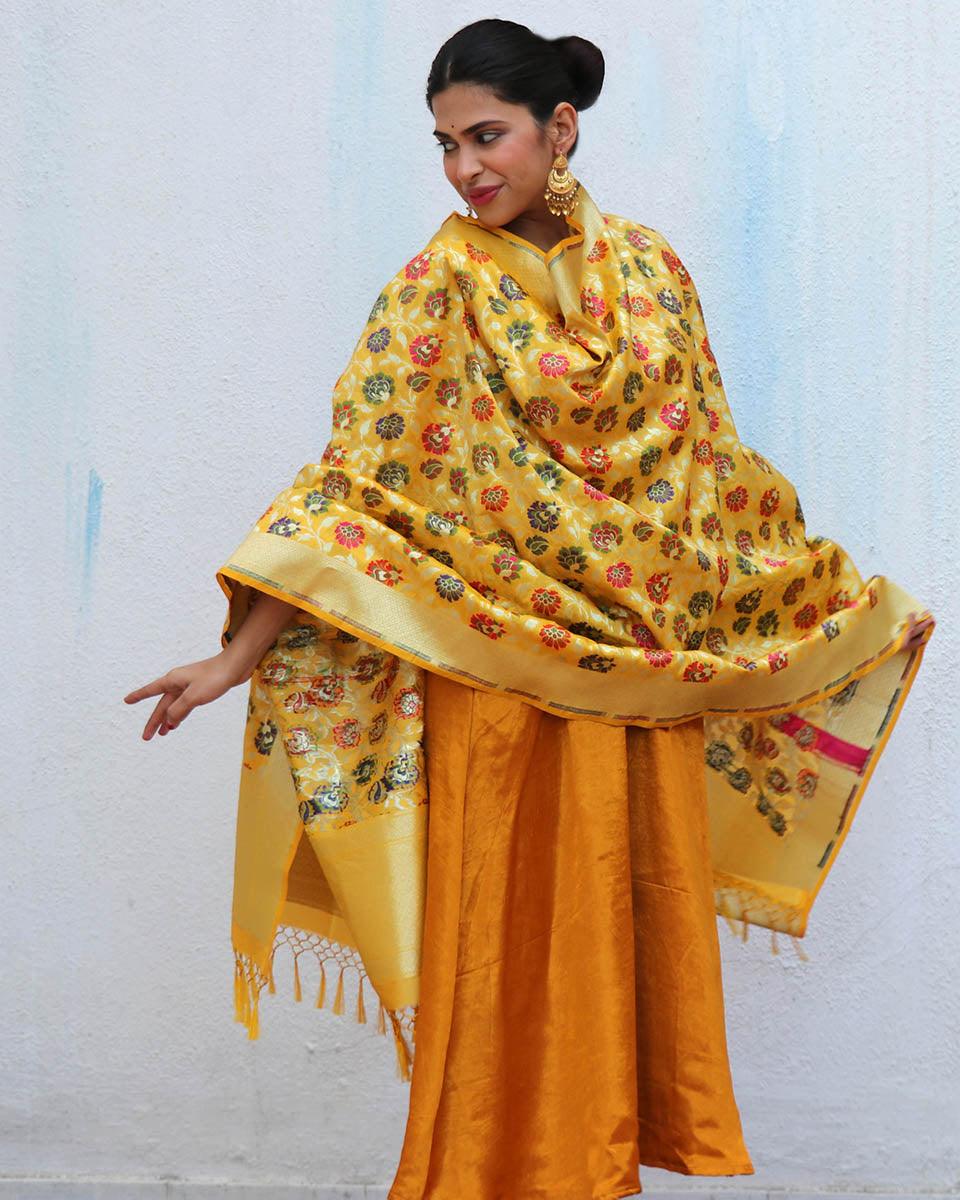 Ibadat Handwoven Banarasi Kimkhab Brocade Dupatta