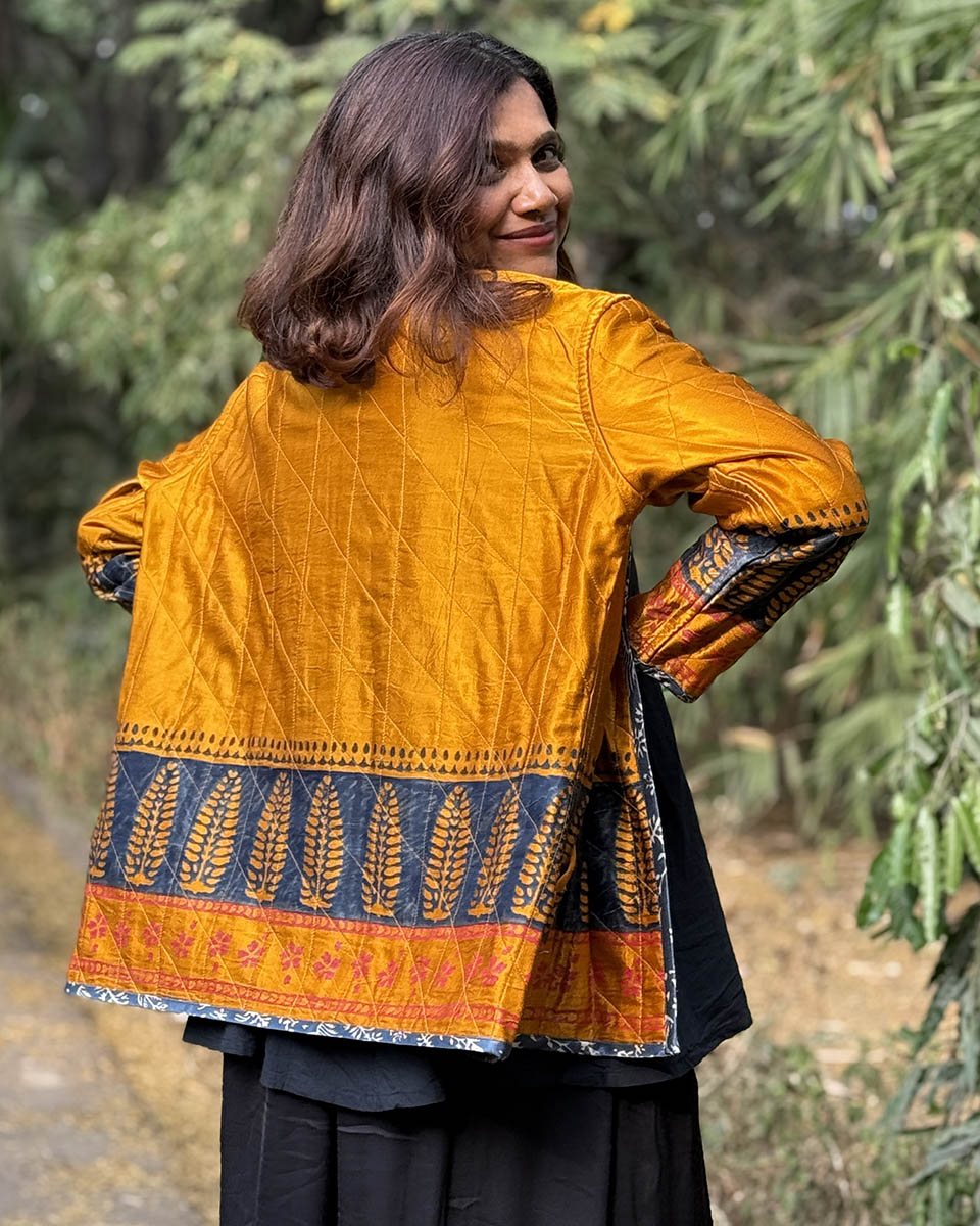 Softember Mashru Silk Reversible Quilted Jacket