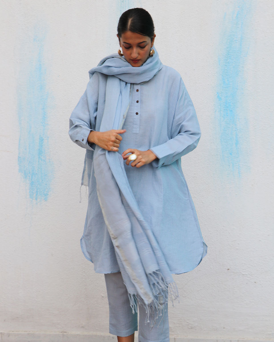 Melrose Handwoven Linen Dupatta - Breathe