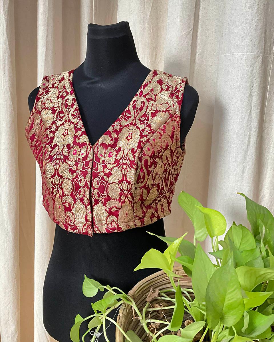 Red Brocade Blouse - Love Despite