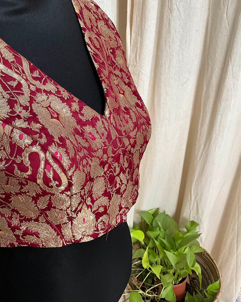 Red Brocade Blouse - Love Despite