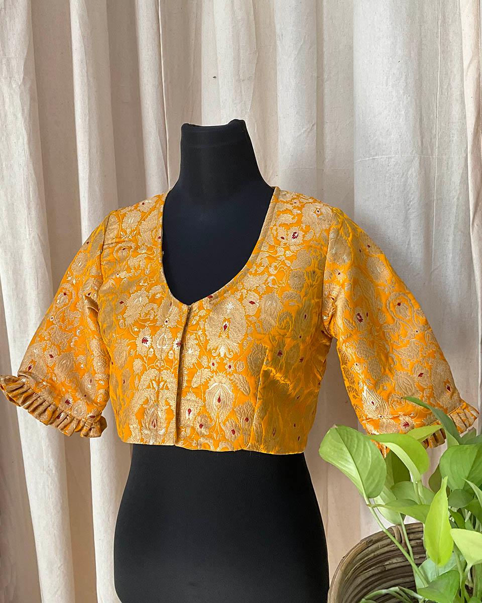 Yellow Brocade Blouse - Love Despite