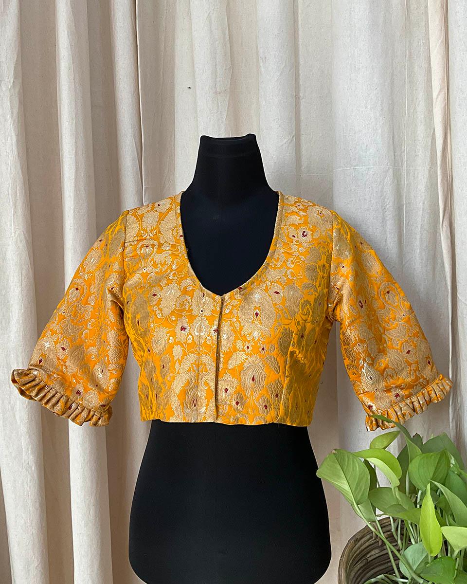 Yellow Brocade Blouse - Love Despite