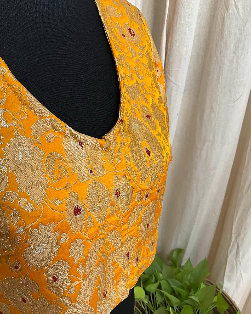 Yellow Brocade Blouse - Love Despite