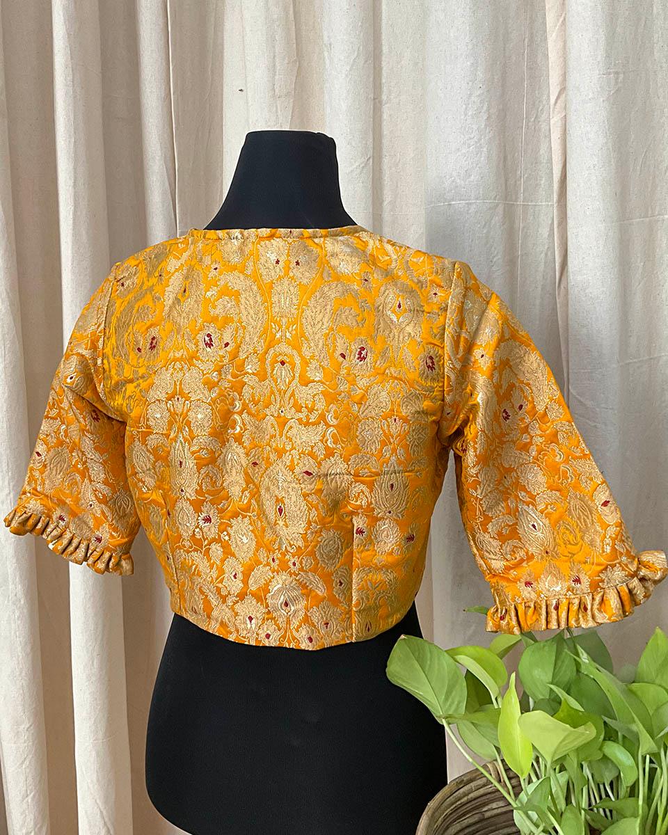 Yellow Brocade Blouse - Love Despite