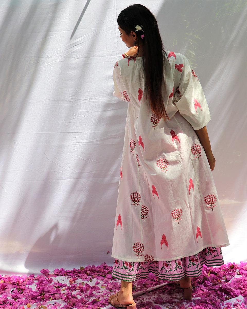 Rangrez Rekha Flowers Block Printed Cotton Skirt- LD