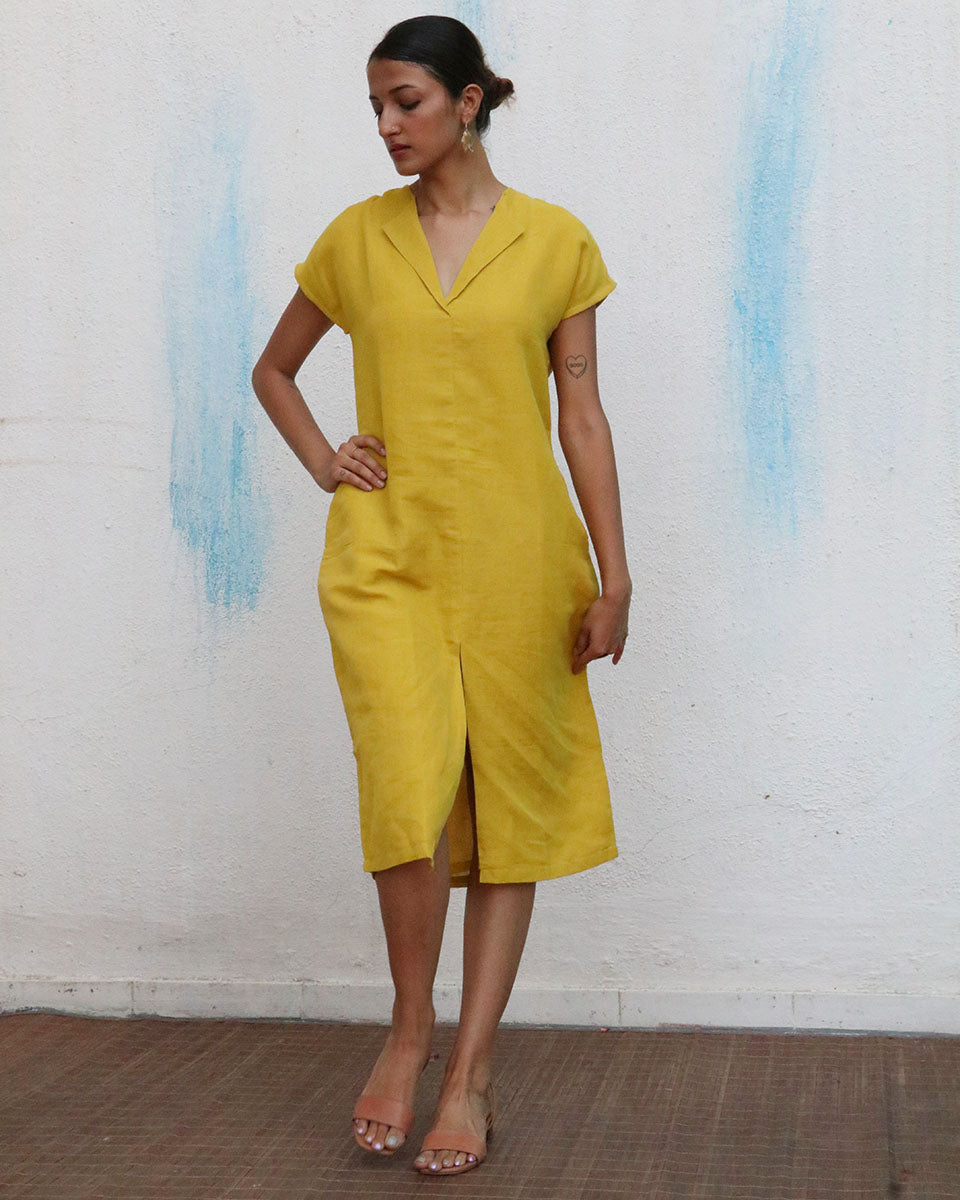 Arnette Handwoven Linen Dress - Breathe