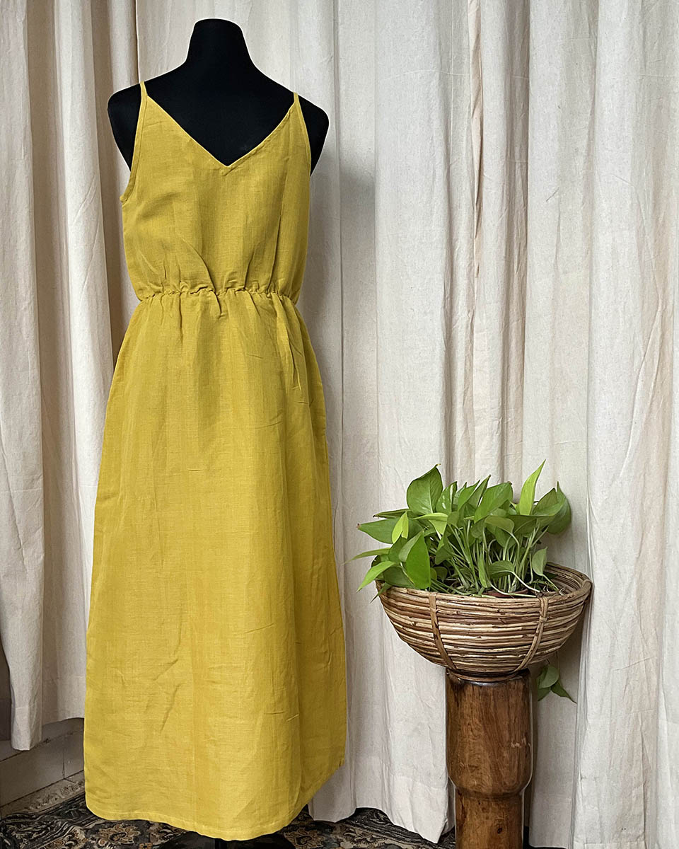 Yellow Handwoven Linen Dress - Love Despite