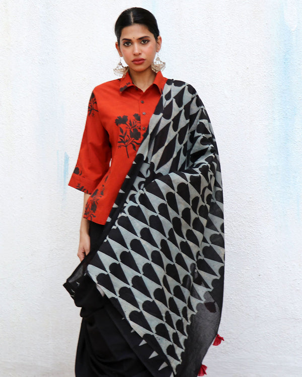 Barkha Blockprinted Cotton Saree - NOMAD
