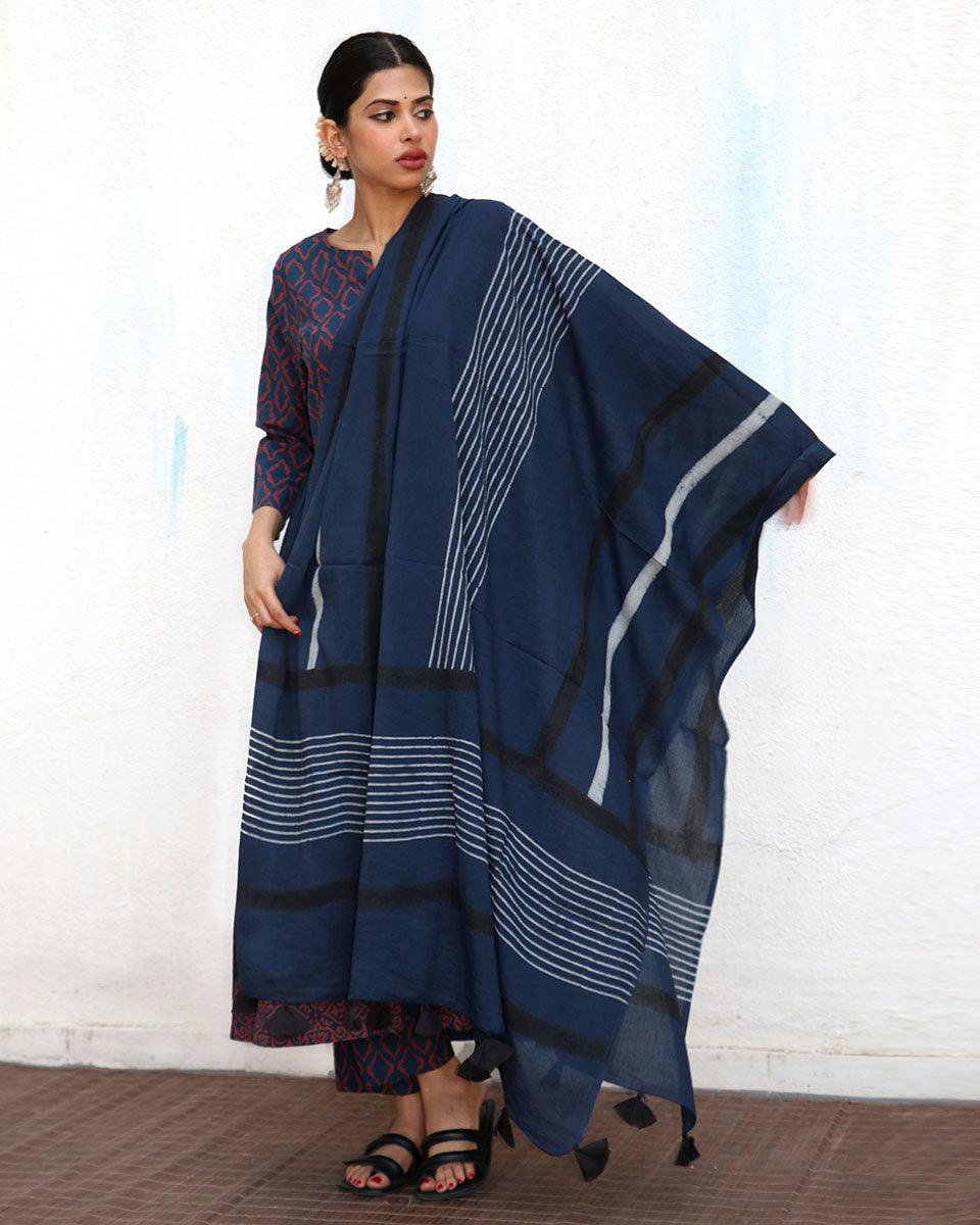 Meredith Blockprinted Cotton Dupatta - NOMAD