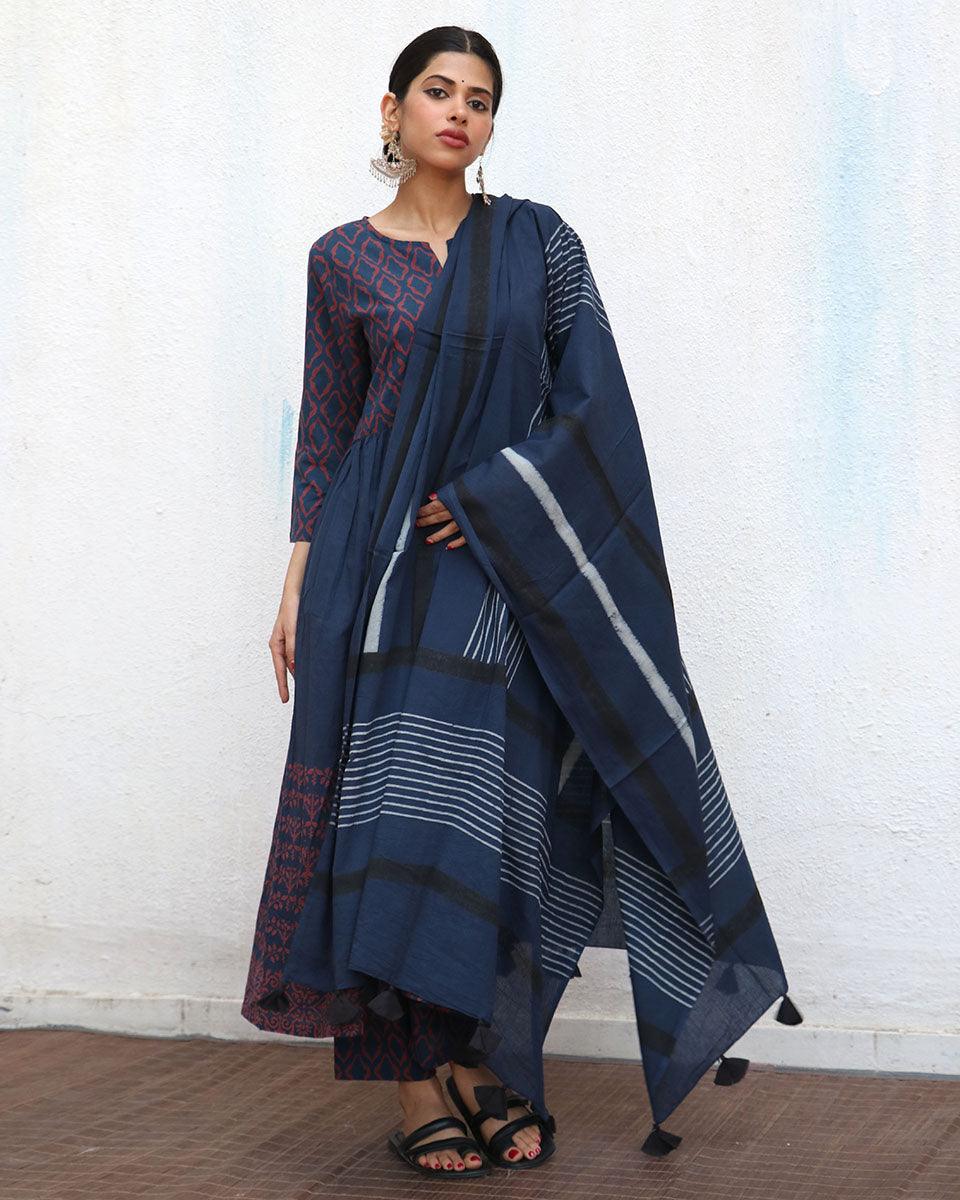 Meredith Blockprinted Cotton Dupatta - NOMAD