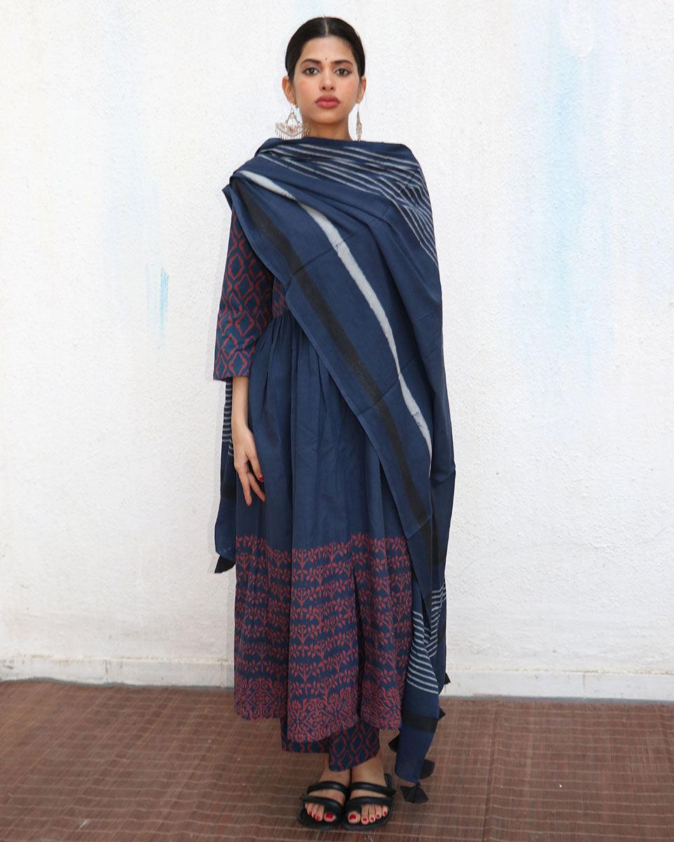 Meredith Blockprinted Cotton Dupatta - NOMAD