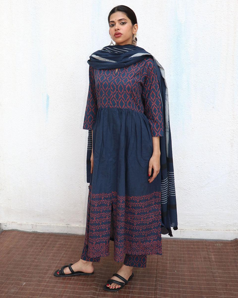 Meredith Blockprinted Cotton Dupatta - NOMAD