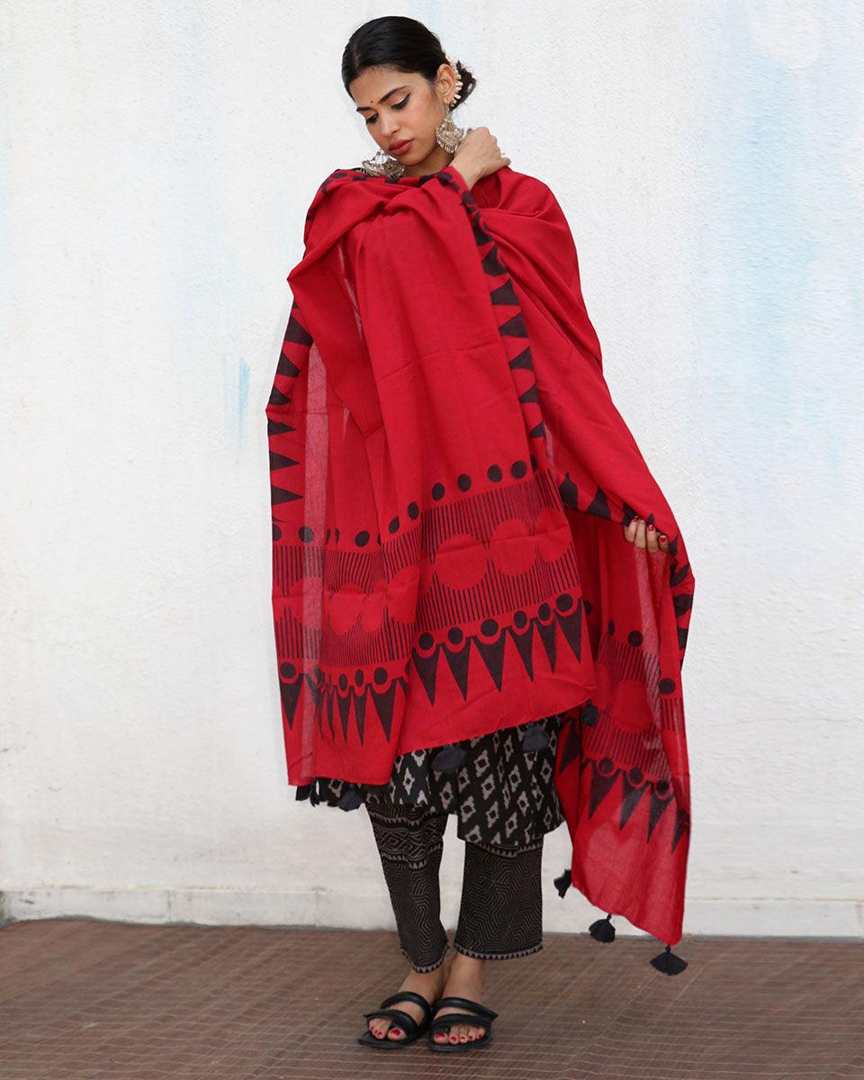 Marley Blockprinted Cotton Dupatta - NOMAD