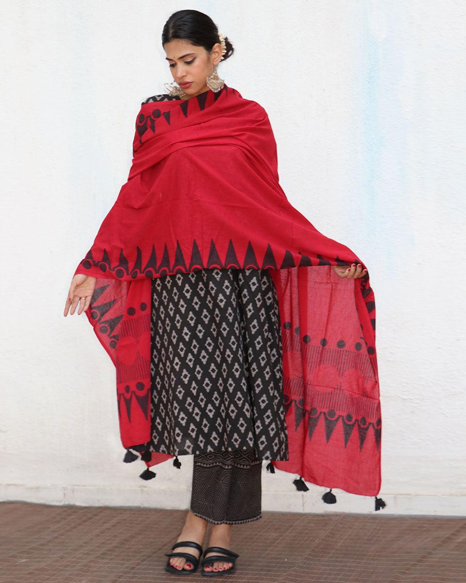 Marley Blockprinted Cotton Dupatta - NOMAD