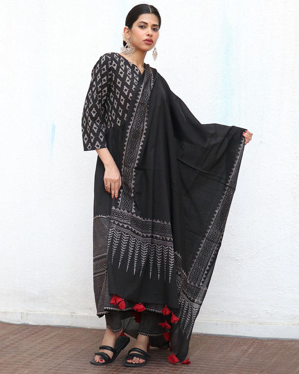 Kehlani Blockprinted Cotton Dupatta - NOMAD