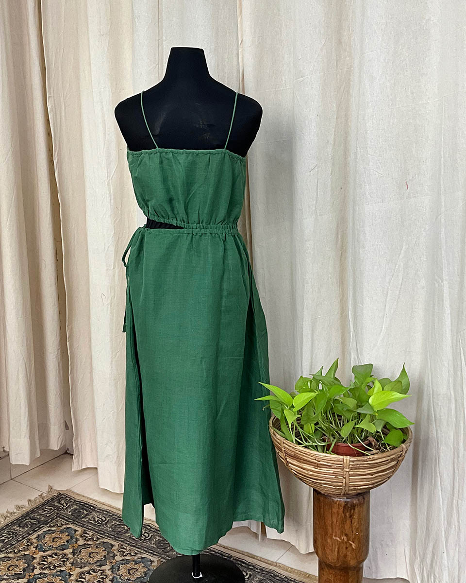 Green Handwoven Linen Dress - Love Despite