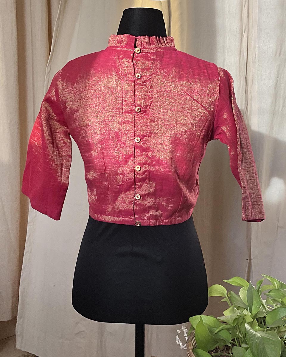 Handwoven Cotton Zari Blouse - Love Despite