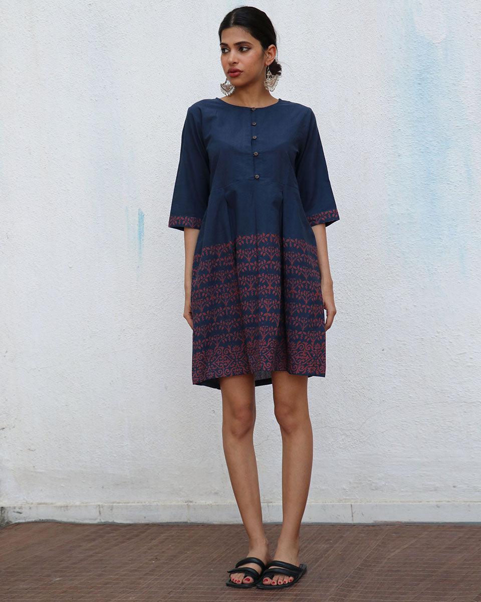 Elissa Blockprinted Cotton Dress - NOMAD