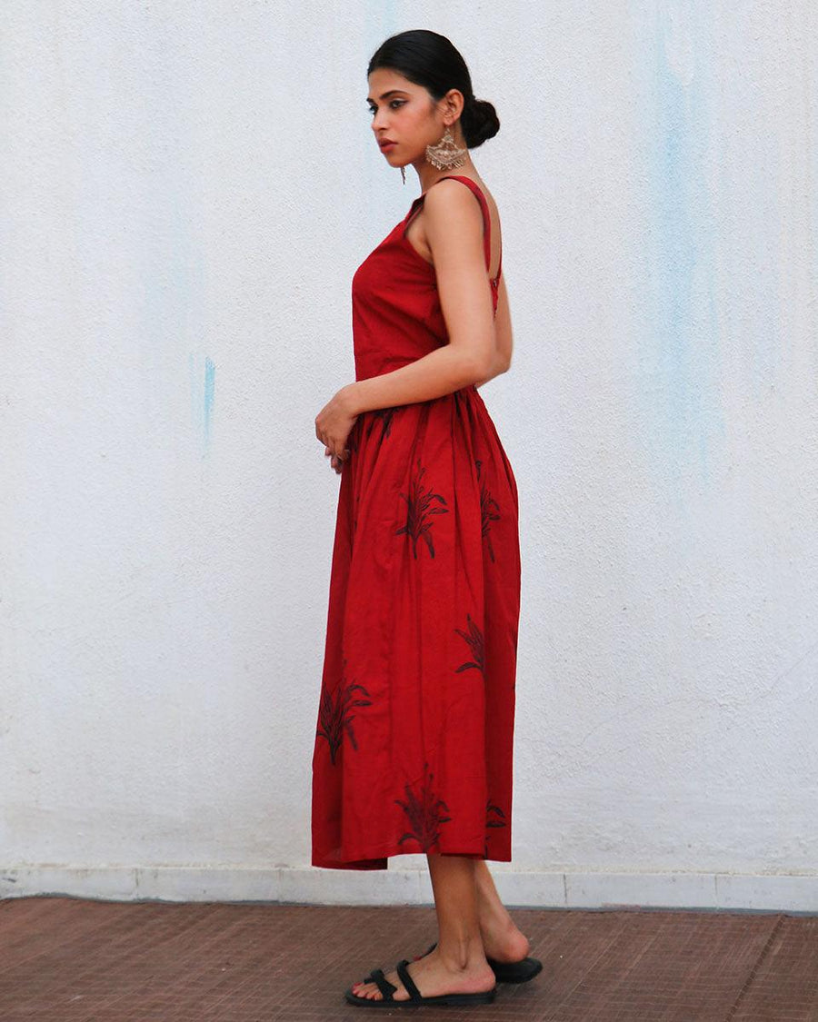 Buy Isra Handprinted Cotton Dress | Dress design | Cotton dress red