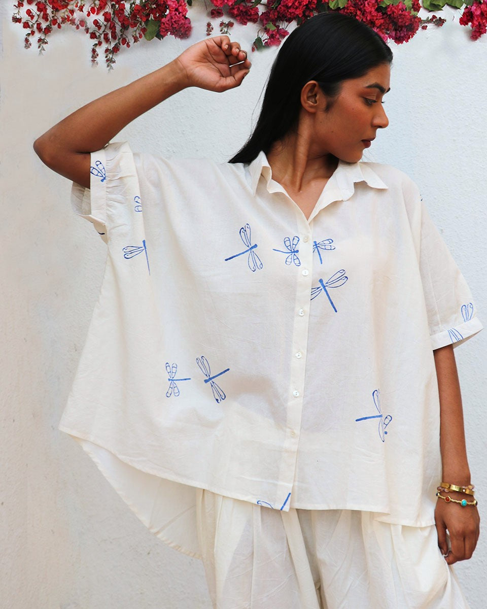 Litha Blockprinted Cotton Shirt - BGVL