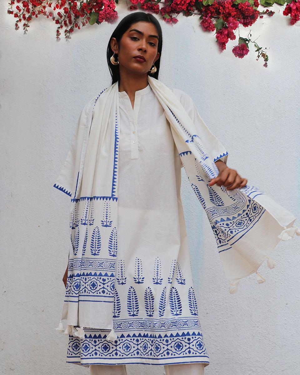 Mirasol Blockprinted Cotton Stole - BGVL