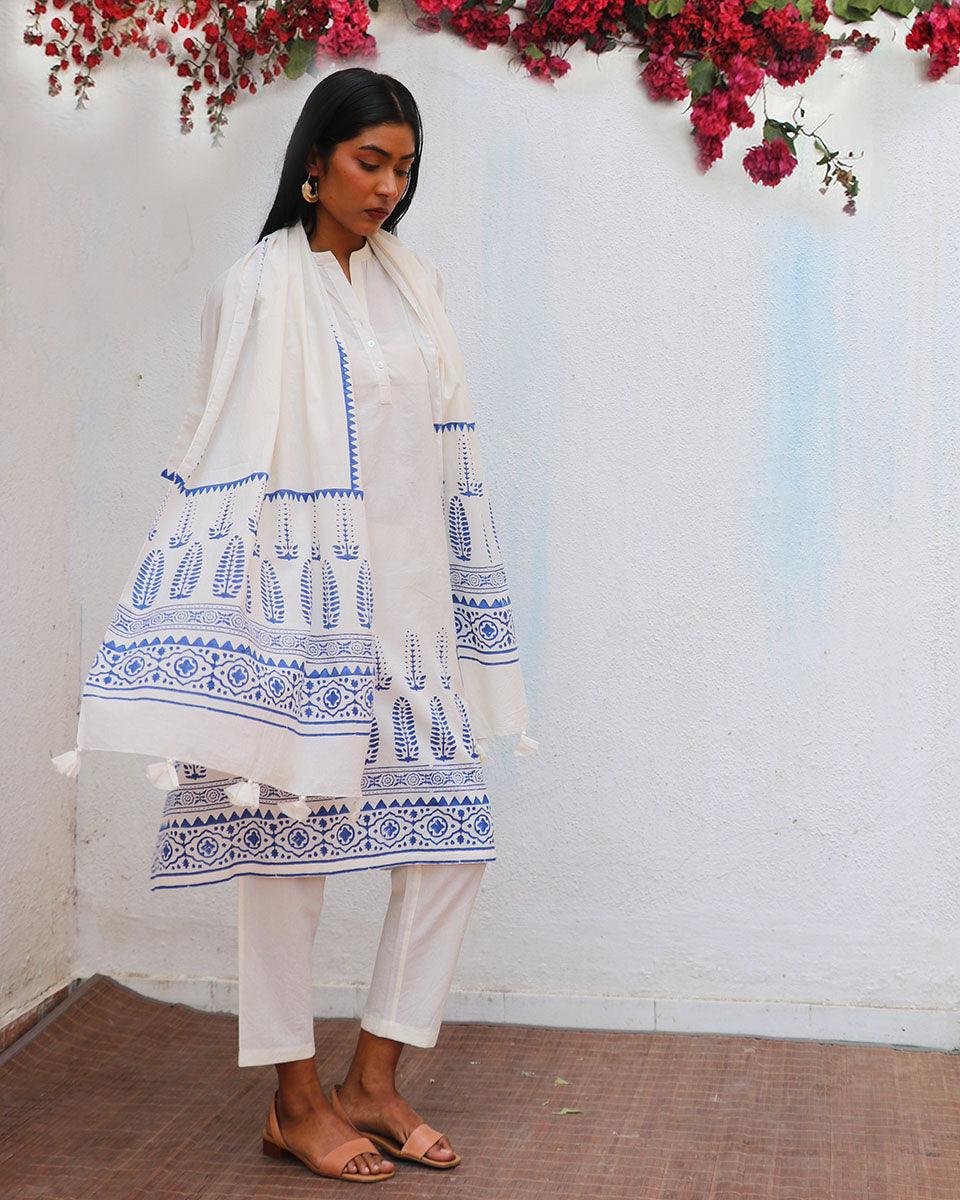 Mirasol Blockprinted Cotton Stole - BGVL