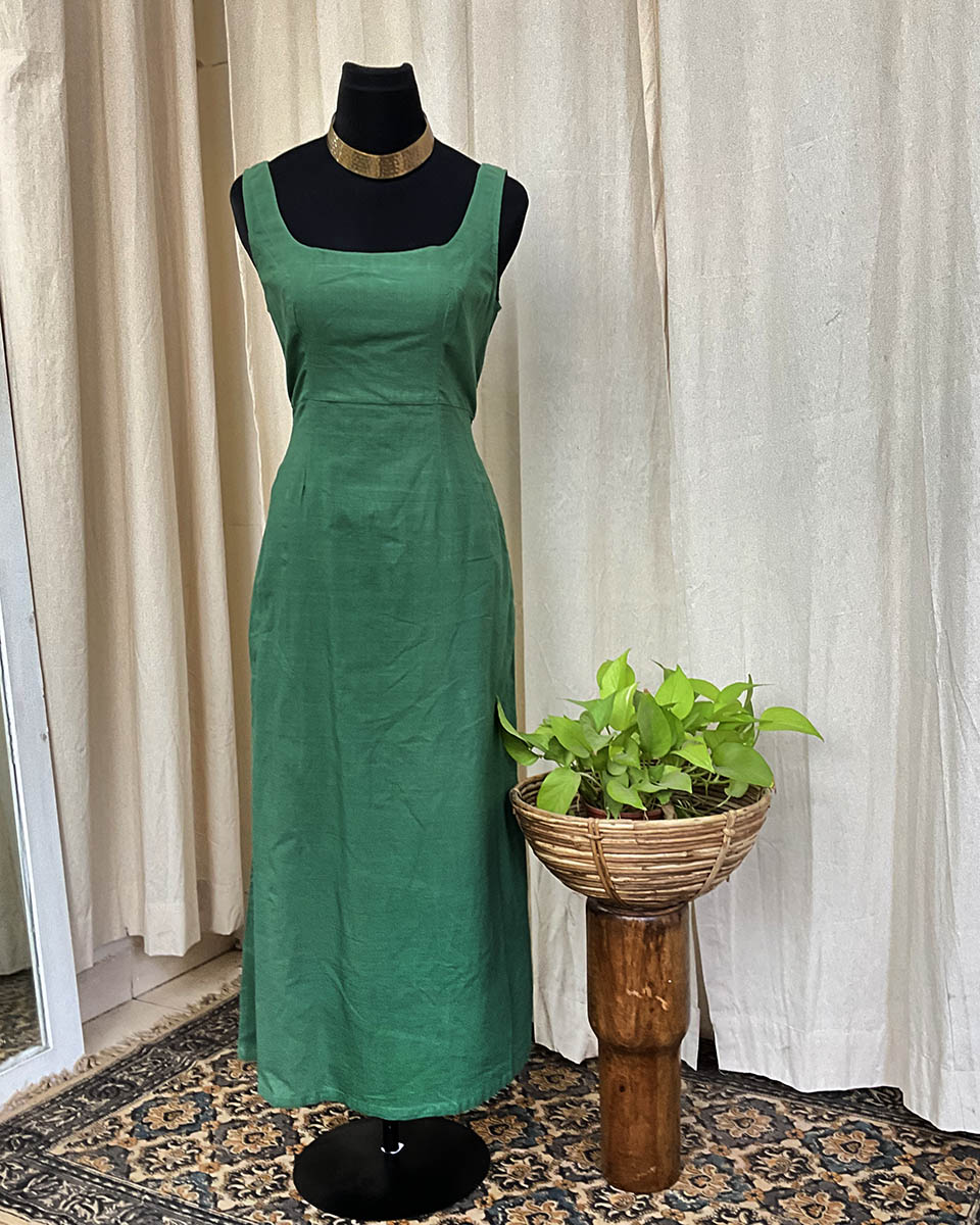 Green Handwoven Linen Dress - Love Despite