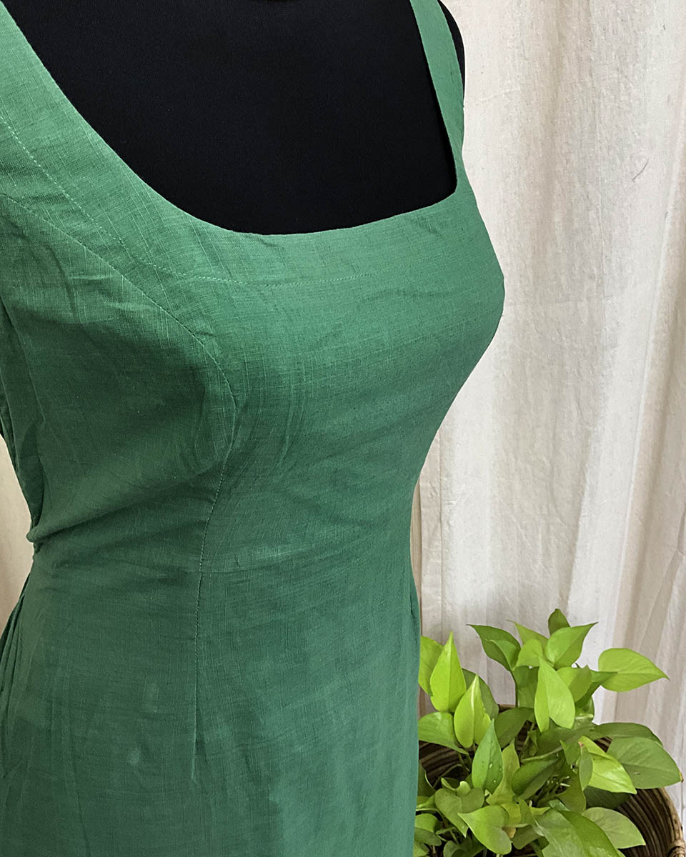 Green Handwoven Linen Dress - Love Despite