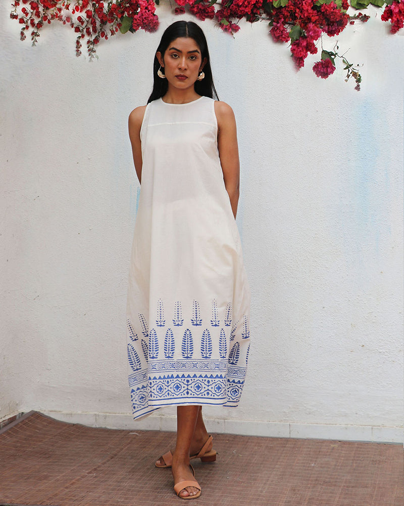 Nuresa Blockprinted Cotton Dress - BGVL