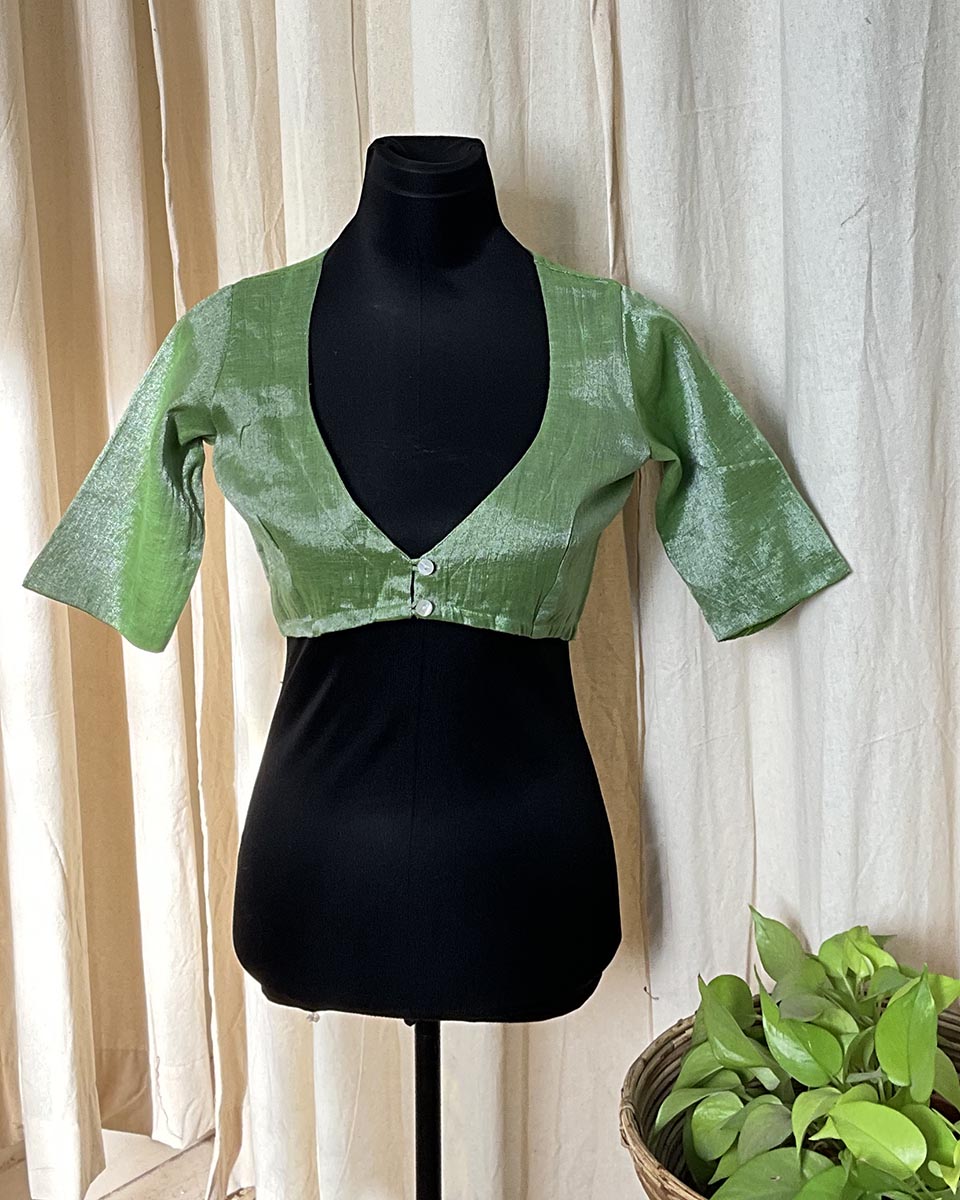 Handwoven Cotton Zari Blouse - Love Despite