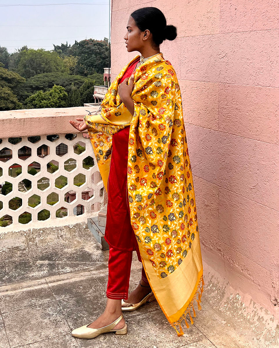 Ibadat Handwoven Banarasi Kimkhab Brocade Dupatta